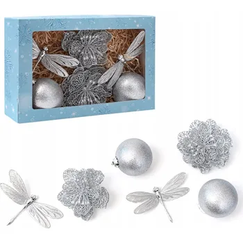 Vánoční dekorace Vánoční Vánoční Baňky v sadě: mozaika, vážka, vánoční koule , černá