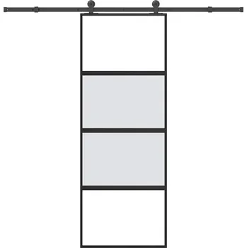 Interiérové dveře OMAXI Posuvné dveře s kováním 76x205 cm tvrzeného sklo a hliník 830128