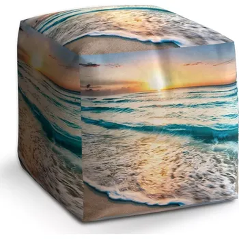 Taburet Sablio Taburet Cube Vlny: 40x40x40 cm