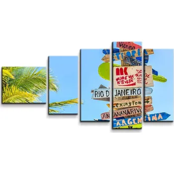 Obraz Sablio Obraz - 5-dílný Ukazatele měst - 100x60 cm