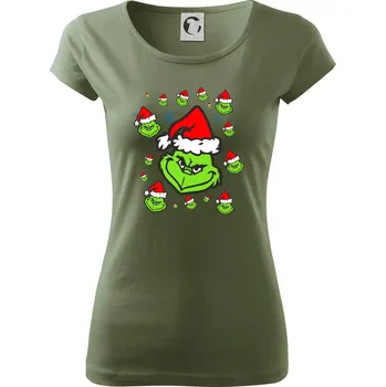Dámské tričko Grinch Vánoční - Dámské triko Pure - S ( Khaki )