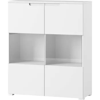 Knihovna Vitrína Selene - Szynaka Meble Bílá / Bílý Lesk 100x119 cm