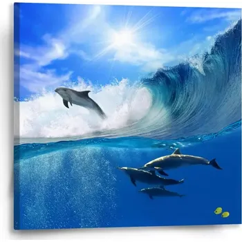 Obraz Sablio Obraz Delfíni ve vlnách - 50x50 cm