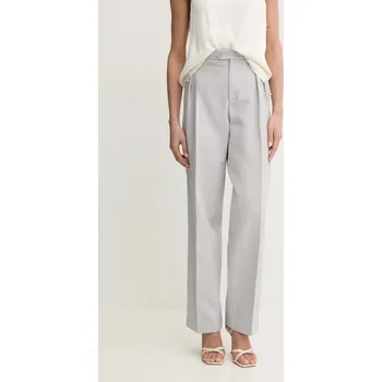 Dámské kalhoty Kalhoty s příměsí lnu Twinset šedá barva, střih chinos, high waist, 251TP2763 09X, vel. 38