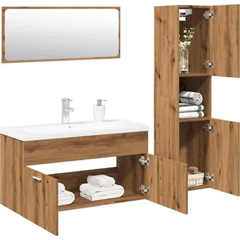 Koupelnový nábytek 4dílná koupelnová sestava dub artisan kompozitní dřevo Hnědá 3328600