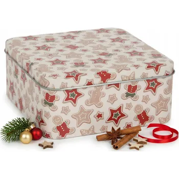 Dóza na potraviny Vánoční nádoba na sušenky, sušenky, perníky, kovová krabička na dárky