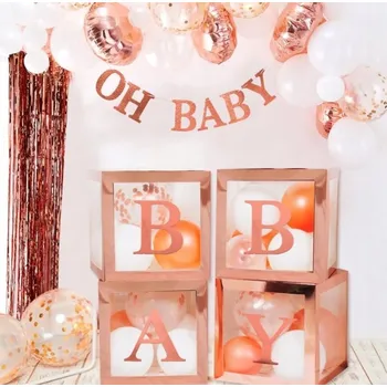 Balónek Sada krabic na balónky 35cm x 35cm, 4 ks, růžové zlato