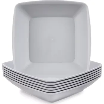 Talíř Sandy hluboké plastové talíře 17,5 cm, 500 ml, šedé, 6 ks