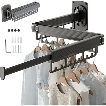 Sušák na prádlo SUŠÁK NA PRÁDLO K MONTÁŽI NA ZEĎ OTOČNÝ O 360° TŘÍKRÁT SKLÁDACÍ