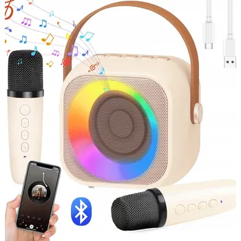 Mikrofon KTV Reproduktor s Mikrofonem Karaoke RGB Bluetooth 5.3 + Dva Mikrofony