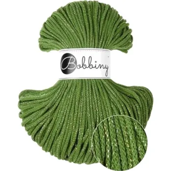 Příze Bobbiny Junior Macrame Cord 3 mm 100 m Shiny Moss Green Šňůra