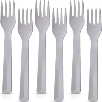 Příbor Plastové jídelní vidličky SANDY, šedé, 18 cm, 6 ks