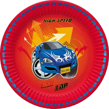 Party nádobí Papírové talířky Závody 18cm 8ks