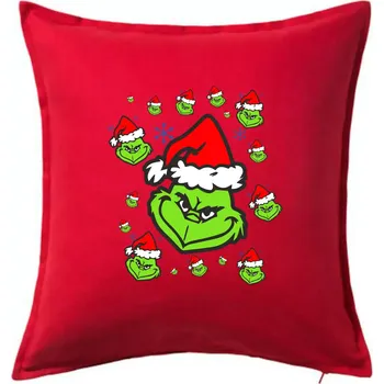 Polštář Grinch Vánoční - Polštář 50x50 - 50x50 - Včetně výplně ( Červená )