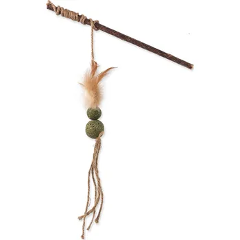 Hračka pro kočku Hračka Magic Cat Natural Fun šidítko s přírodními pírky a provázky mix 25 cm
