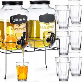 Sklenice Sklenice NÁPOJE sklenice distributor skla kohoutkem stojanem + sklenice