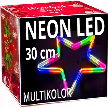 Vánoční dekorace LED Neonová Hvězda 30 cm OBOUSTRANNÁ do okna vánoční osvětlení na stromeček stálé světlo