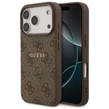 Pouzdro na mobilní telefon Guess PU Leather 4G Colored Ring MagSafe Zadní Kryt pro iPhone 17 Pro Brown