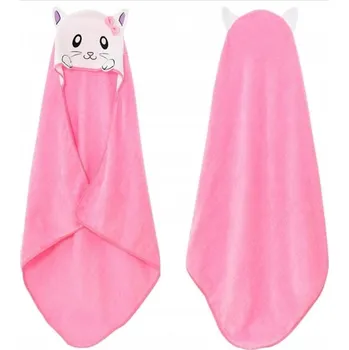 KOUPACÍ KRYT S KAPUCÍ TLUSTÝ RUČNÍK 90x90 PRO DĚTI KOČIČKA