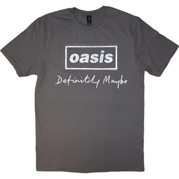 Pánské tričko Oasis Tričko Definitely Maybe Distressed Text Logo Unisex Charcoal Grey XL