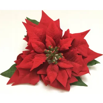 umělá květina VELUROVÁ HVĚZDA velká vánoční hvězda ČERVENÁ jako živá do kytice