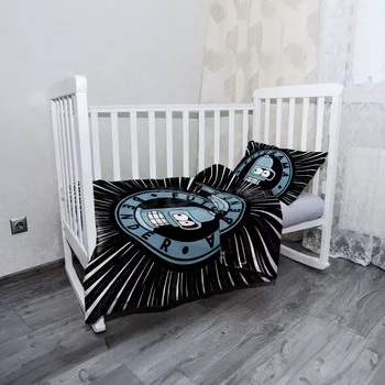 Povlečení Sablio Mikroplyšové dětské povlečení do postýlky Futurama Bender Vesmír - 120x90 / 40x60