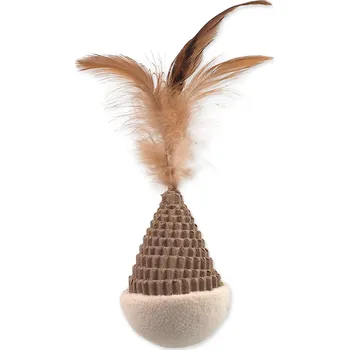 Hračka pro kočku Hračka Magic Cat Natural Fun kužel s pírky karton/plyš bílá 6 cm