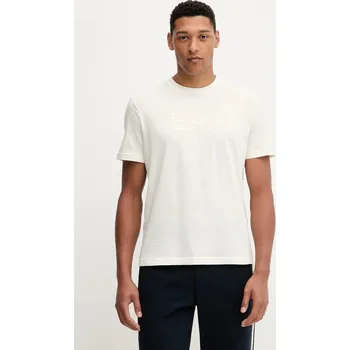 Bavlněné tričko EA7 Emporio Armani AF10375.7M000898 béžová 01X, vel. L