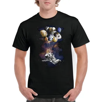 panske-levne-bavlnene-tricko-potisk-kosmonaut-astronomie Barva: Black -černá, velikost: 4XL