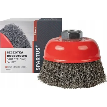 Drátěný kartáč Čelní kartáč M14, vlnitý drát 0,3 mm, pro ocel, 85 mm SPARTUS