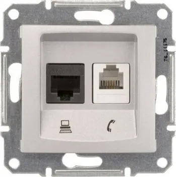 Elektrická zásuvka Internetová zásuvka nástěnná Schneider Electric stříbrná