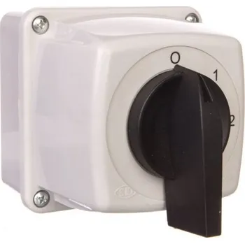 vypínač Křížový vačkový přepínač 0-1-2 5P 16A v pouzdře IP44, obloukový