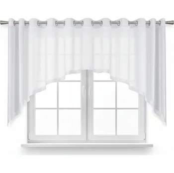 Záclona ZÁCLONA NA KOLEČKÁCH HOTOVÁ VOÁL 400x135 LEMOVÁNÍ OBLOUK BÍLÁ KOLEČKA