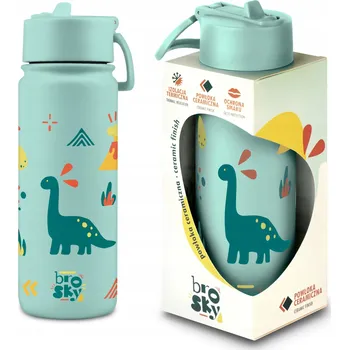 Láhev Brosky Kids Mintová láhev na vodu pro děti s dinosaury 550 ml