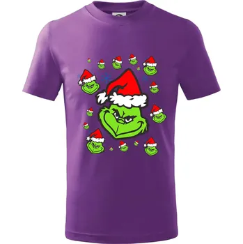 Grinch Vánoční - Tričko dětské bavlněné - 146 cm/10 let ( Fialová )