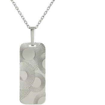 Náhrdelník Yoowey Přívěsek s řetízkem stříbrný obdélník se slunečním vzorem KO6121_MO040_50