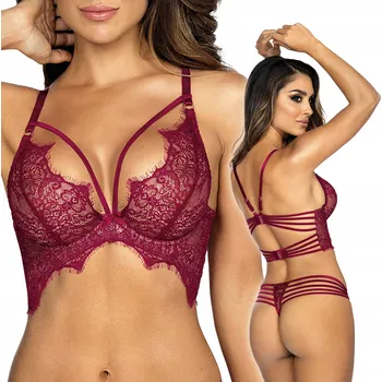 Dámské oblečení BIUSTONOSZ MIĘKKI BORDOWY 80B ČERVENÁ KRAJKOVÁ AXAMI V-9431