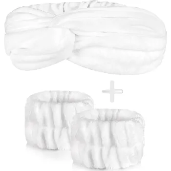 Odličovací ubrousek Sada kosmetické čelenky a náramků na mytí obličeje - bílá/bílá