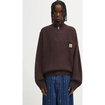Pánský svetr Svetr s příměsí vlny Carhartt WIP Detroit Half Zip Sweater, XL, hnědá, 89X