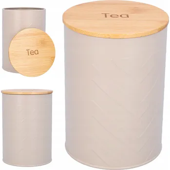 Obraz POJEMNIK NA HERBATĘ beżowy metalowy 1,4l bambusový skandinávský styl