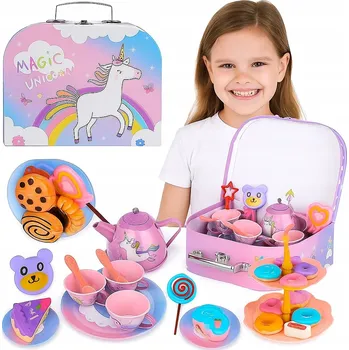 Obraz KÁVOVÝ SERVIS SADA PRO DĚTI Kufřík Konvička SLADKOSTI Příslušenství 48 dílů