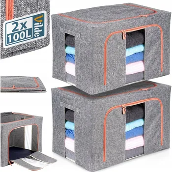 Organizér / Obal / Taška na povlečení, deky, oblečení, s rámem, 100L x2