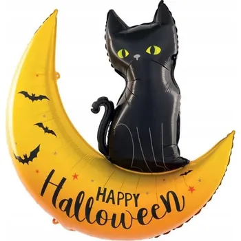 Balónek Fóliový balónek Kočka na měsíci Halloween 76,5x88 cm