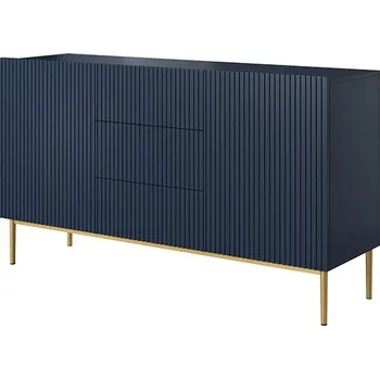 Předsíňová stěna BOGART. Komoda Nicole 150, tmavě modrá / zlatá