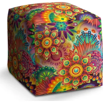 Taburet Sablio Taburet Cube Barevné obrazce: 40x40x40 cm