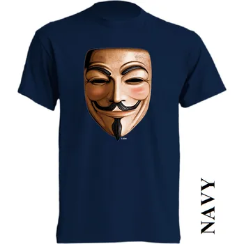 Pánské tričko levne-bavlnene-tricko-potisk-anonymous Barva: Navy - tmavě modrá, velikost: XXL