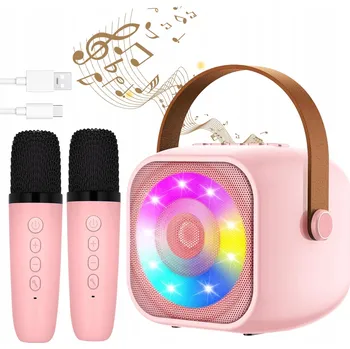 Mikrofon BEZDRÁTOVÝ PŘENOSNÝ KARAOKE SET BLUETOOTH REPRODUKTOR AUX + 2x MIKROFON