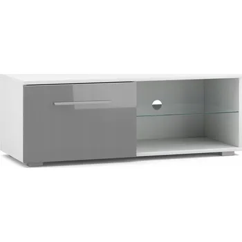 Televizní stolek TV stolek Tenus Single bílý mat / Šedý lesk LED