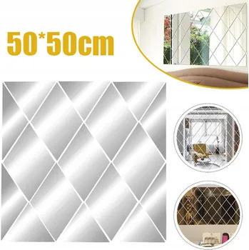 Zrcadlo 17 KUSŮ HD ZRCADLO DEKORATIVNÍ, SAMOLEPICÍ ZRCADLOVÉ DLAŽDICE NA ZEĎ