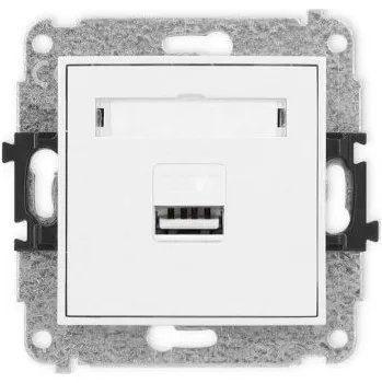 Elektrická zásuvka MINI USB zásuvka jednoduchá 5V 2A bílá matná 25MCUSB-3